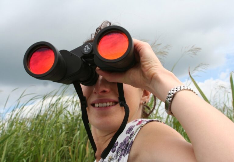 Výhled - žena s dalekohledem - výhled do roku 2018