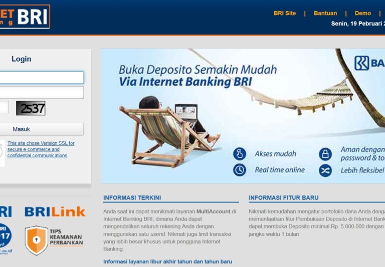 Internetové bankovnictví Bank BRI - Bank Republik Indonesia