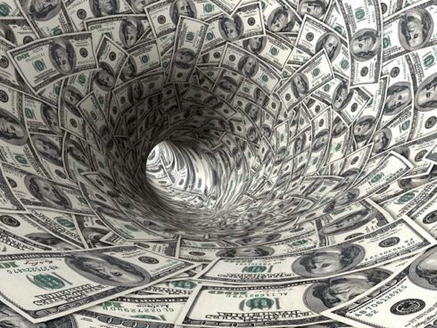 Tunel z peněz - peníze - USD